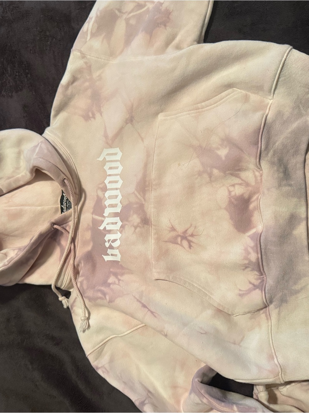 Tie-Dye Pink Pullover Hoodie with Logo